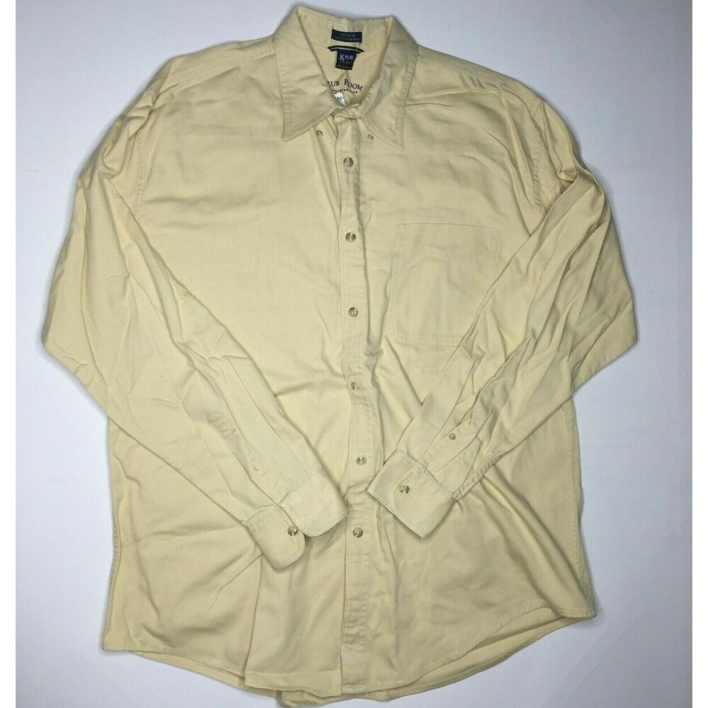 Charter Club Room Mens Button Up Long Sleeved Collared Shirt Yellow Size XL
